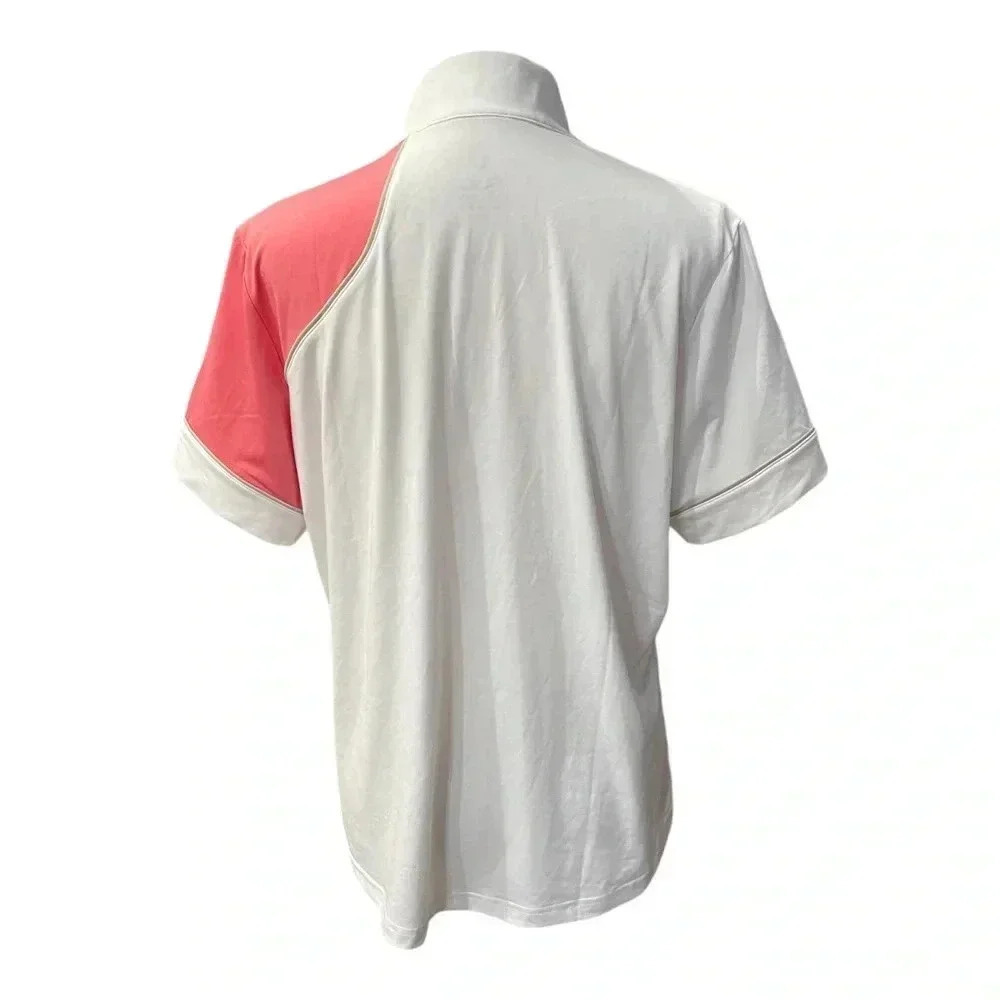 GG Blue Half Zip Polo White Pink Lightweight Golf Tennis Shirt Women’s size XL - Picture 3 of 11
